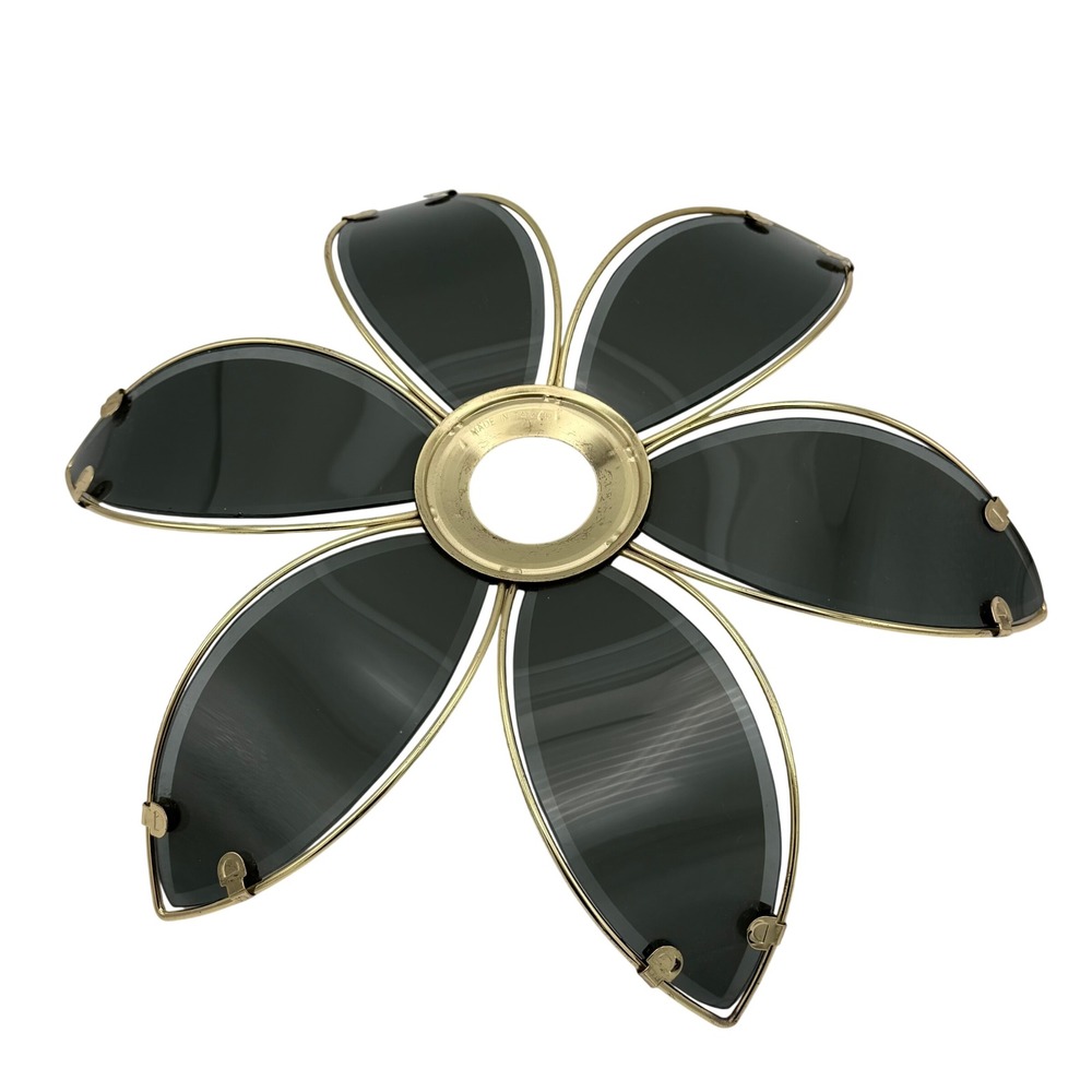 Vtg MCM Hollywood Regency Lotus Lamp Flat Petals Replacement Smoke Gray